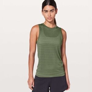 Lululemon Breeze By Muscle Tank II Barracks Green Mesh Size 8